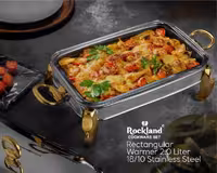 سوفله مستطیل پایه دلفینی نقره ای طلایی راکلند سایز متوسط 2 لیتر