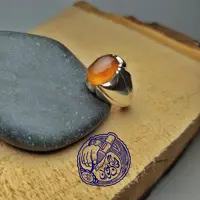 انگشتر عقیق پرتغالی یمانی با تراش جواهری و رکاب دستساز