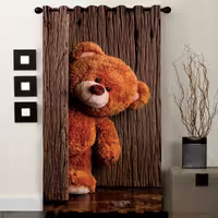 پرده پنجره ساتن پانچ خرس سایز 138 در 290 مدل C1-59 شرکت رنس
