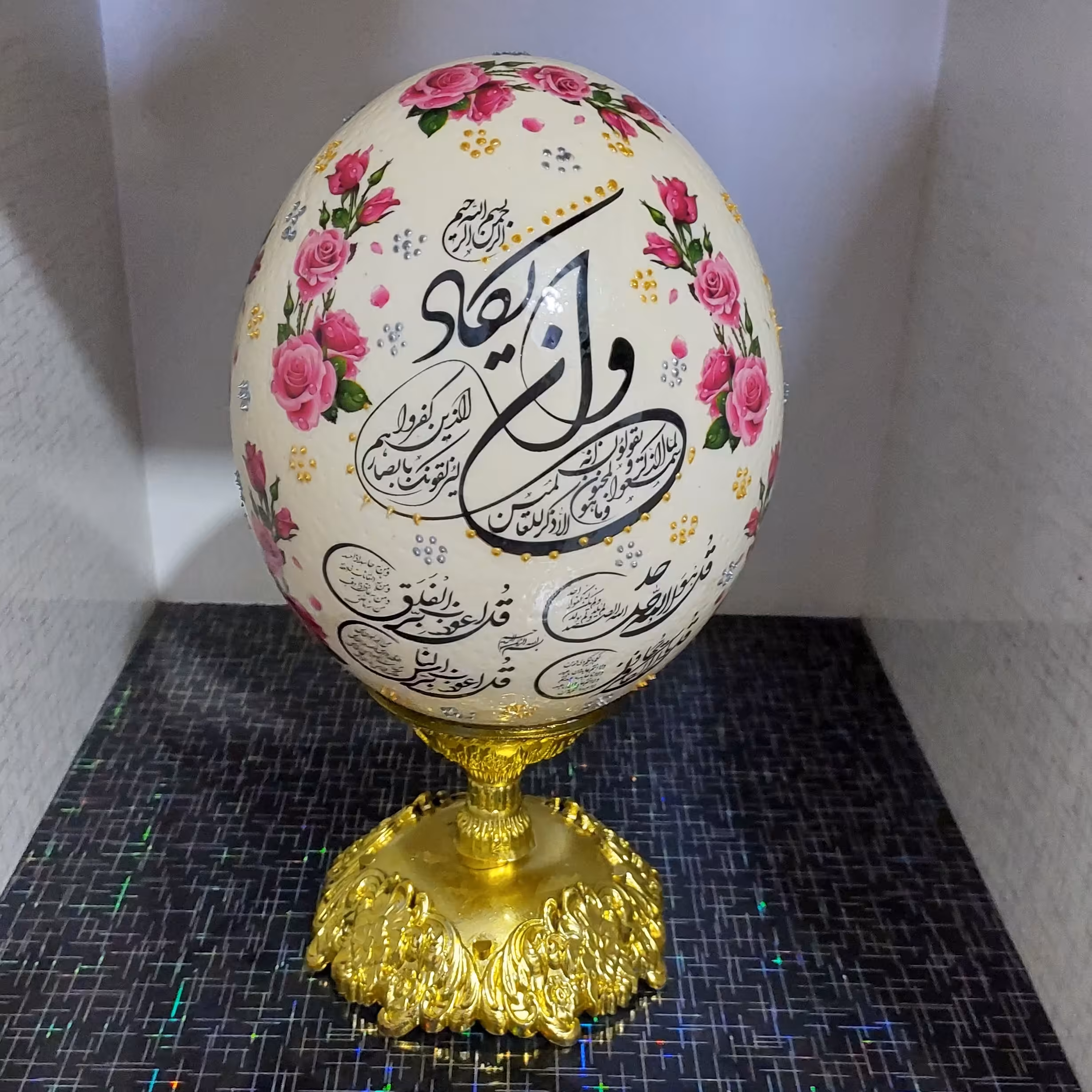 پوکه تخم شترمرغ  وان یکاد طرح گل 