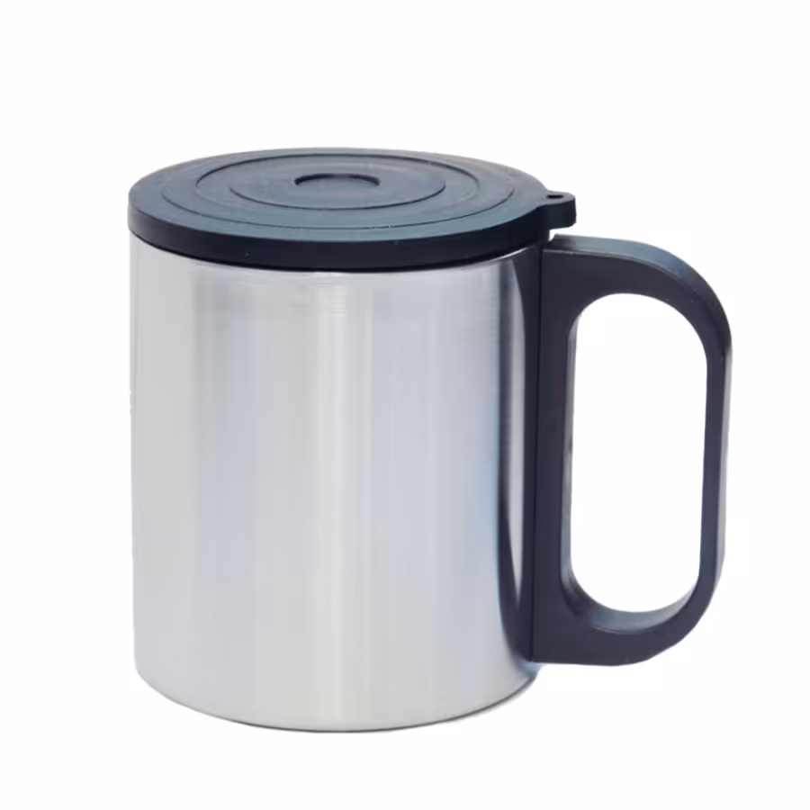 لیوان استیل دو جداره درب دار