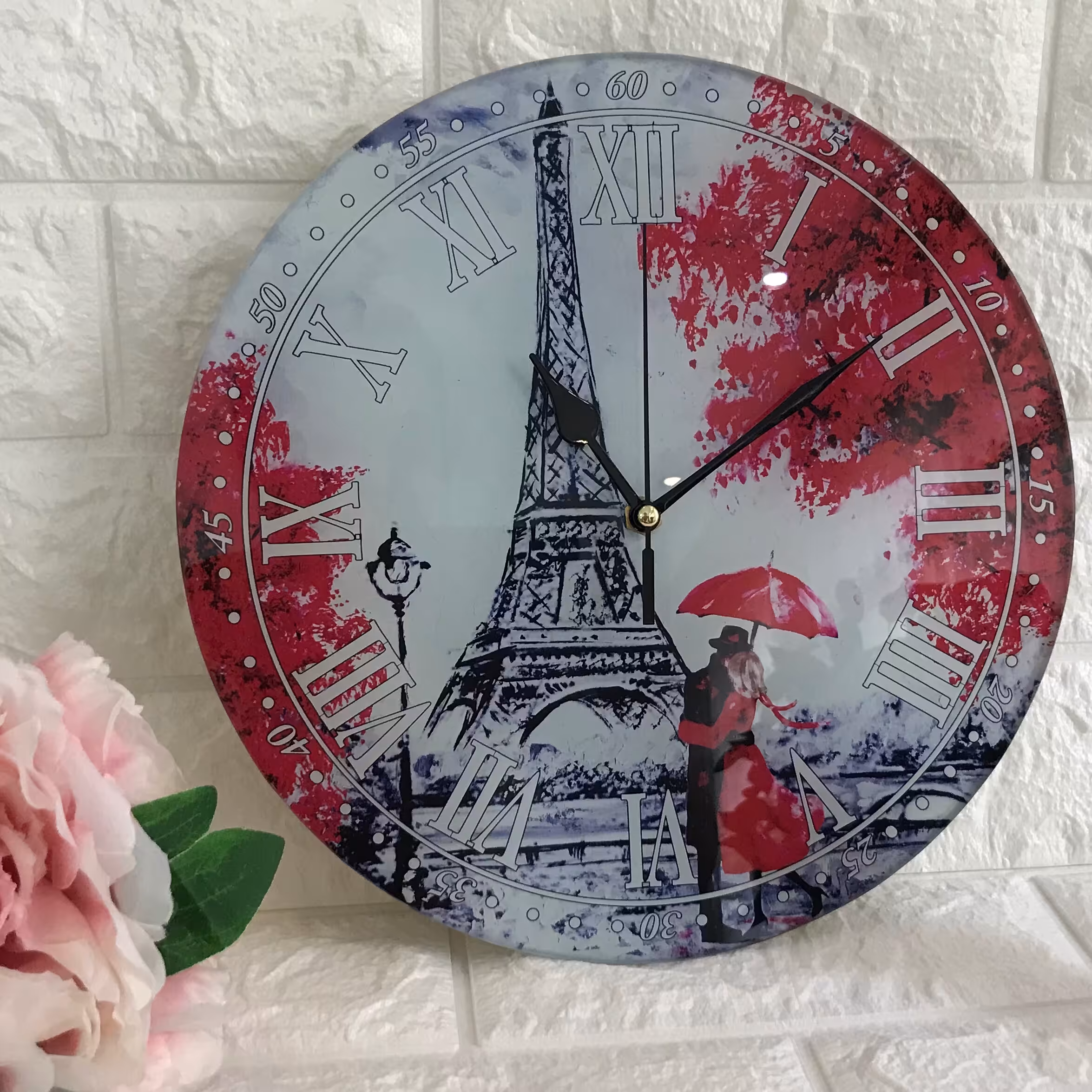 ساعت دیواری شیشه ای طرح ایفل