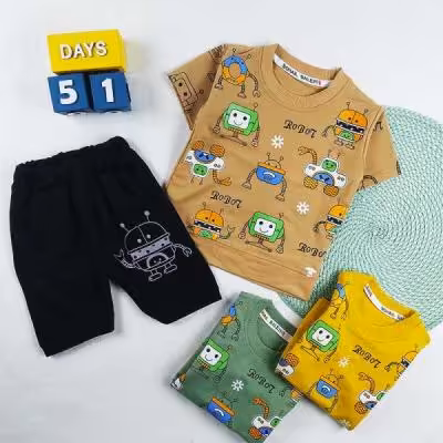 تیشرت شلوارک پسرانه رباتی کد 9354