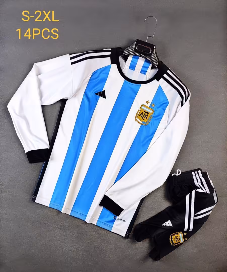 کیت اول تیم ملی آرژانتین آستین بلند (پیراهن شورت) جام جهانی 2022 قطر