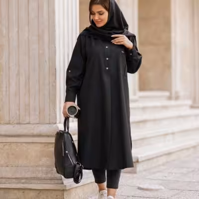 مانتو دانشجویی پوپلین مدل تترون مانتویی