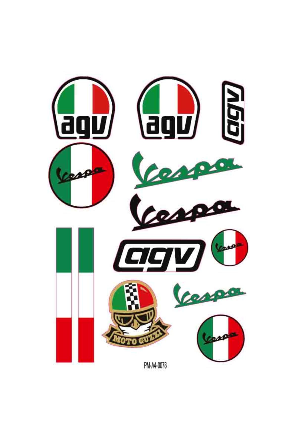 محافظ باک و برچسب مجموعه موتور سیکلت کلاه ایمنی VESPA AGV 02 MOTOSEPETİM