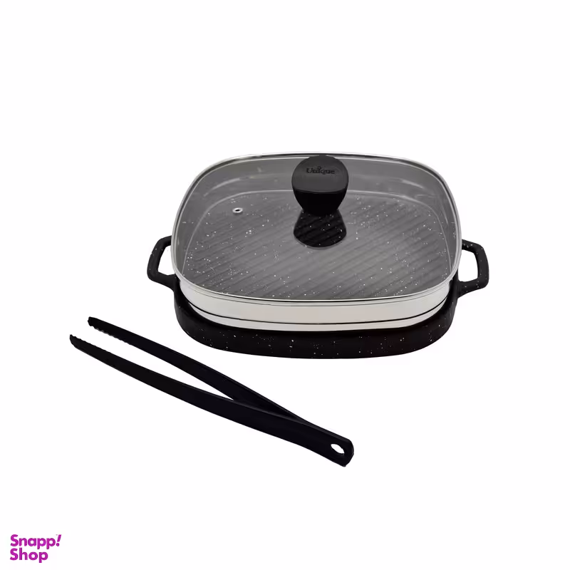 تابه گریل یونیک مدل مربع درب دار سایز 32 کد 6009 مجموعه 3 عددی