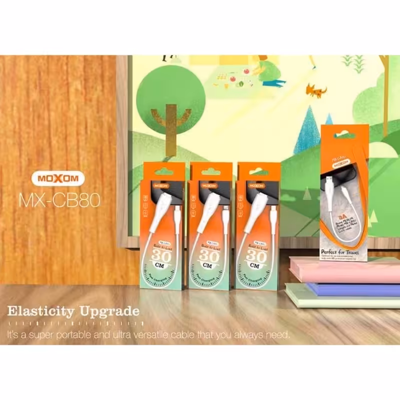 کابل تبدیل USB به USB-C موکسوم مدل MX-CB80 طول 0.3 متر در رنگ سفید