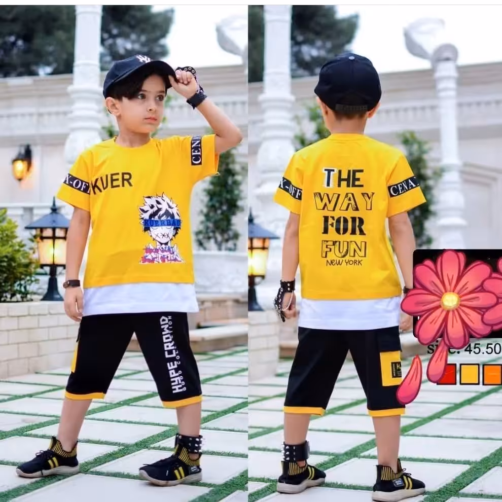 تی شرت شلوارک پسرانه نخ پنبه 