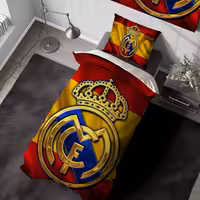ست لحاف پسرانه فوتبالی طرح رئال مادرید زمینه پرچم اسپانیا BAs-4376