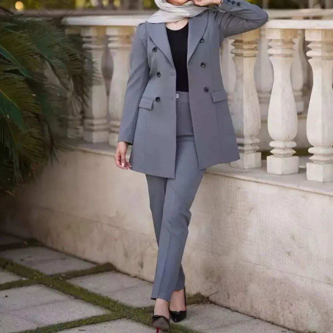 مانتو و شلوار اداری زنانه جنس کرپ مازراتی گرم بالا درجه یک