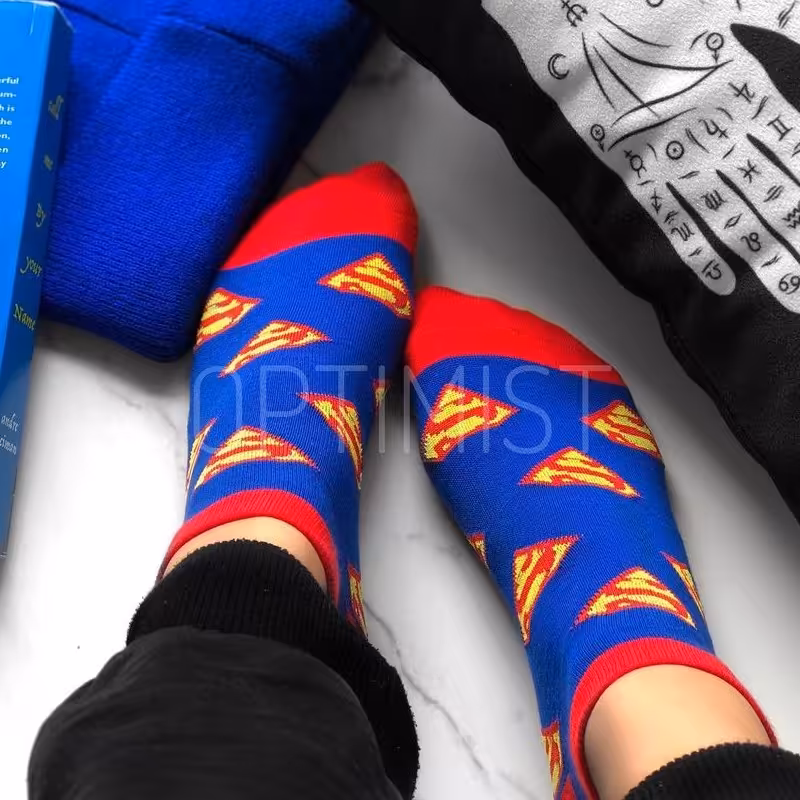 جوراب مچی سوپرمن نخ پنبه فری سایز