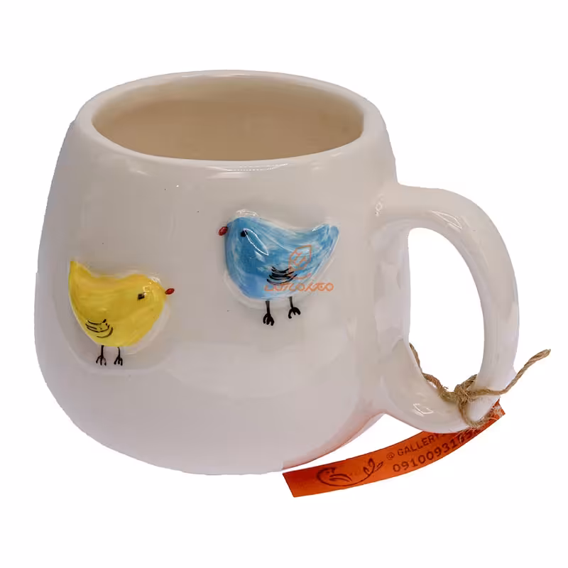 ماگ سفید طرح جوجه برجسته