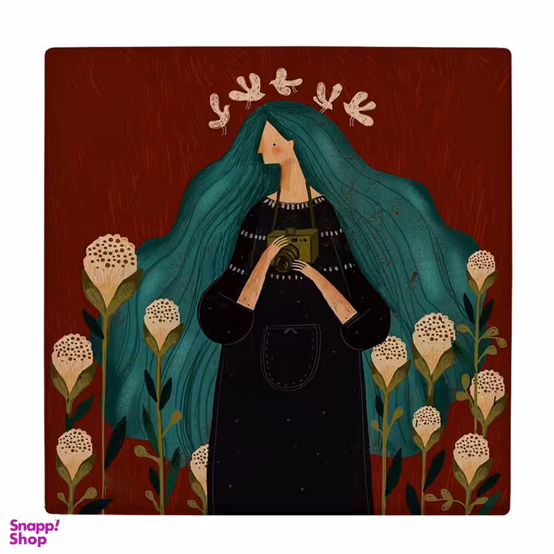 زیر لیوانی طرح نقاشی بانو و پرندگان کد 5757138_3972