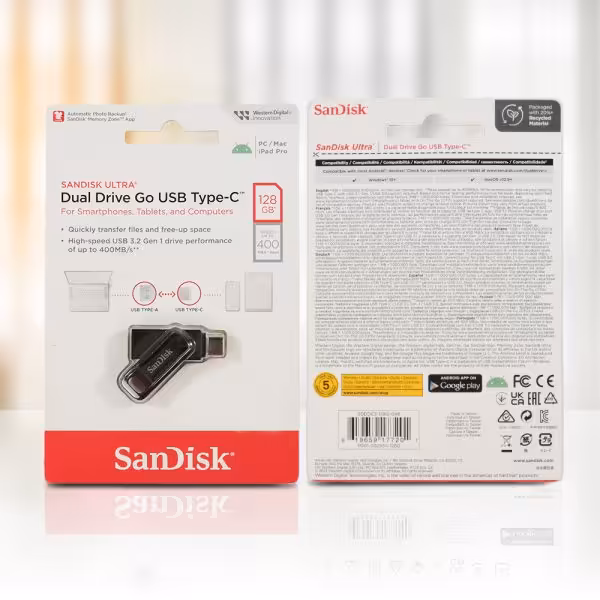 فلش مموری سن دیسک مدل SanDisk 128GB Type-C USB 3.2 Gen1Ultra Dual Drive Go 400MB/s