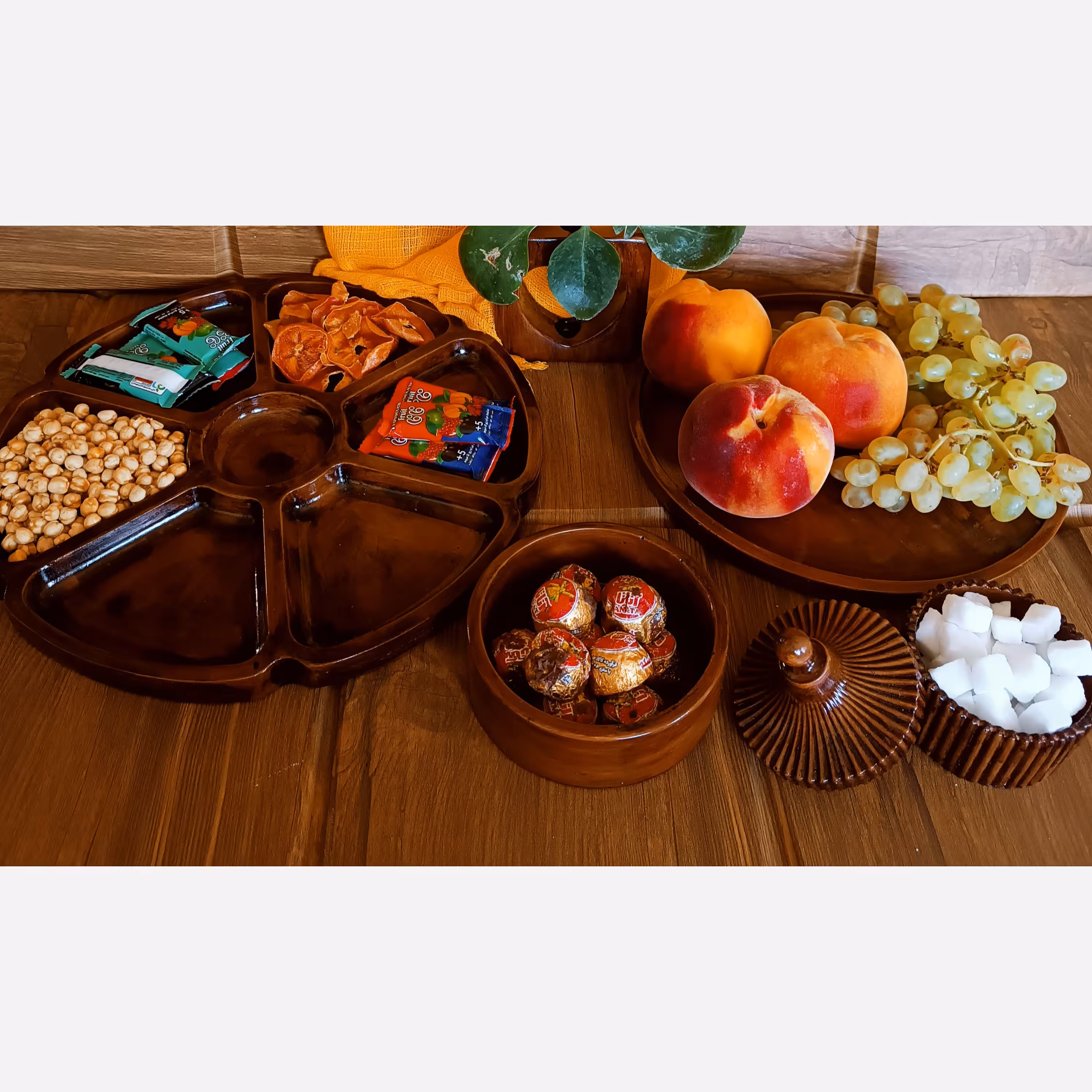 ظروف ست پذیرایی ودکوری طرح چوب سنگ مصنوعی ضدآب شده