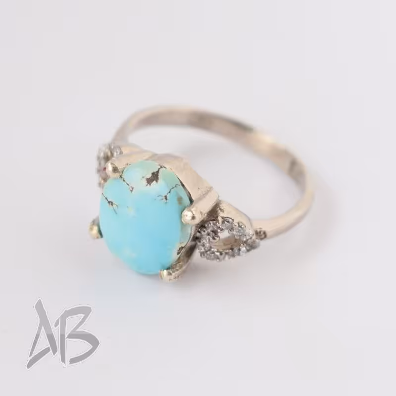 انگشتر نقره زنانه فیروزه نیشابوری اصل آقابزرگ