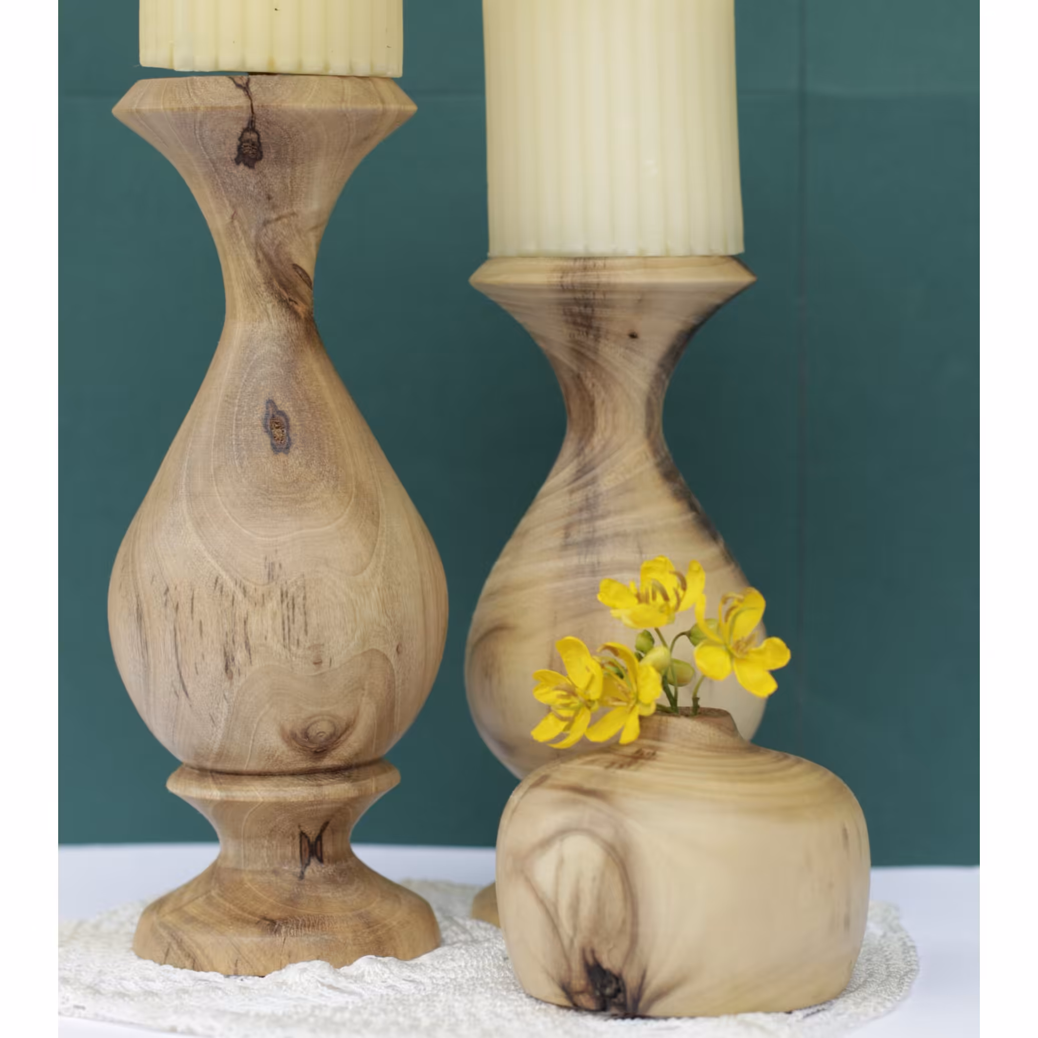 جاشمعی چوبی از جنس چوب گردو