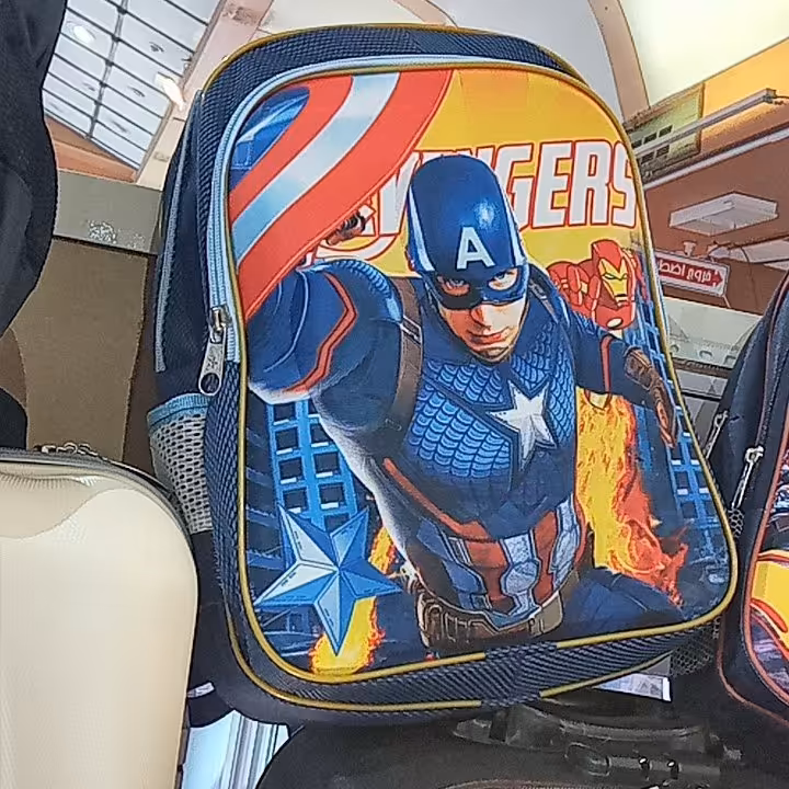 کیف مدرسه عکس دار با جاقمقمه ای با پشتی طبی