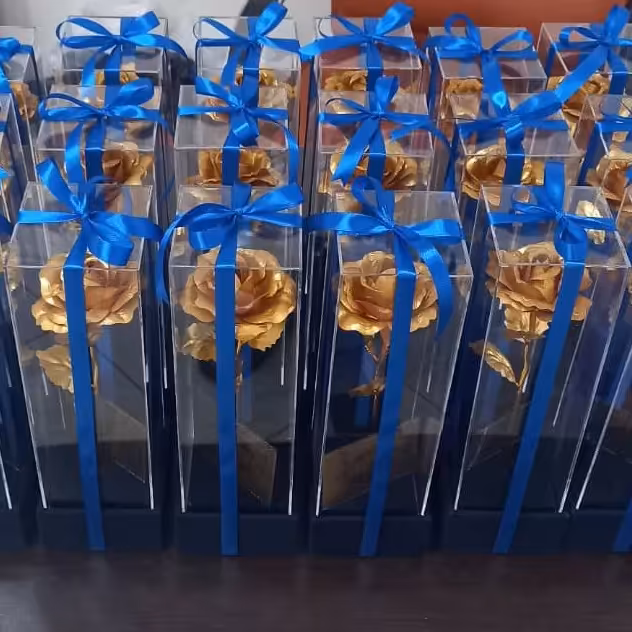 گل روکش طلا با باکس جیر  و شناسنامه  با امکان حک اسم و لوگو 