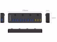 هاب یو اس بی 12 پورت اوریکو  مجهز به تکنولوژی جدید شارژ BC1.2 و انتقال اطلاعات  ORICO-P12-U3 ORICO 12 Port USB3.0 HUB with BC1.2 Technology