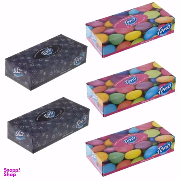 دستمال کاغذی 100 برگ تنو مدل ترکیبی مجموعه 5 عددی