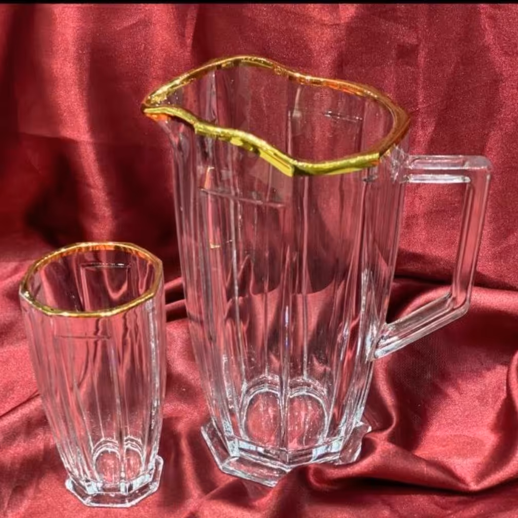 پارچ ولیوان استیچ لب طلایی