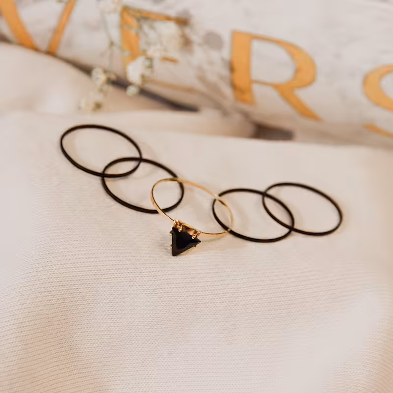 پک انگشتر ونزدی نگین مشکی مثلث دخترانه و زنانه