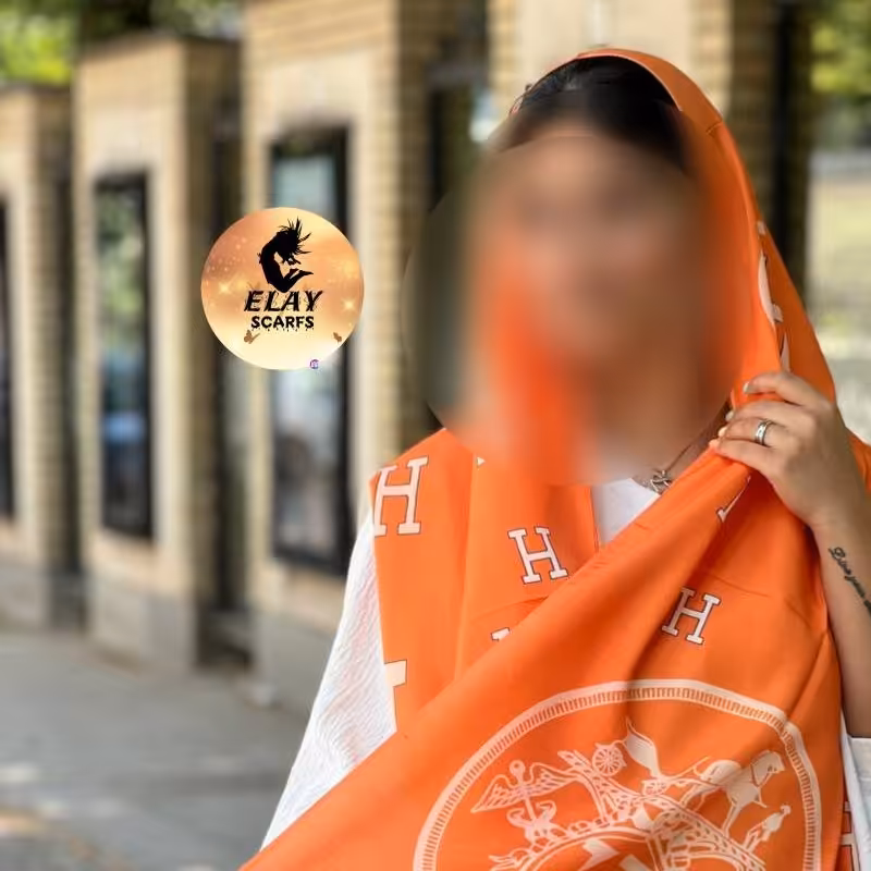 شال نارنجی طرحH نخی اعلا پاییزه کیفیت تضمین شده