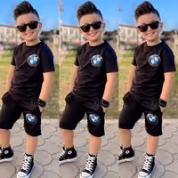 تیشرت شلوارک مشکی بی ام و سایز 40  45  50  55  60  65