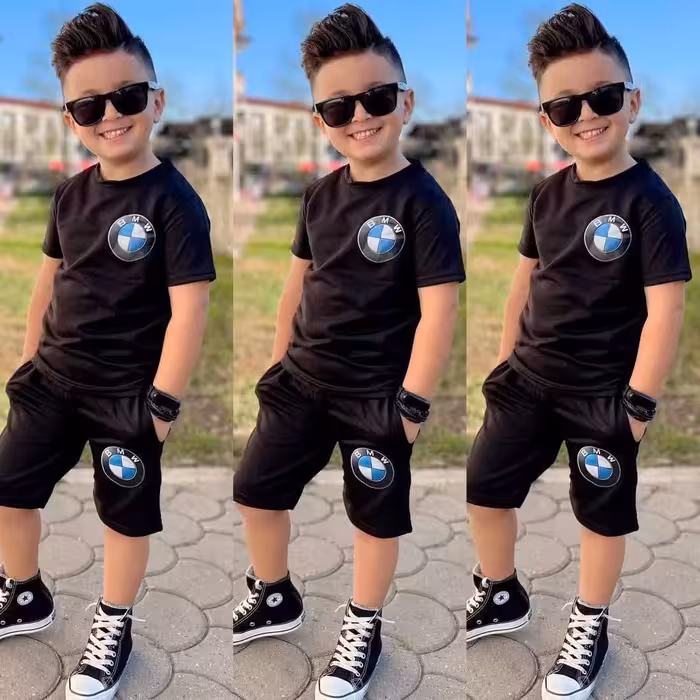 تیشرت شلوارک مشکی بی ام و سایز 40  45  50  55  60  65