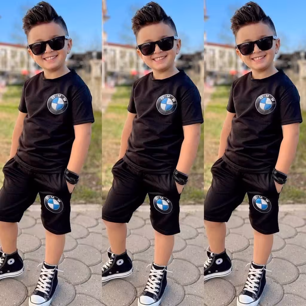 تیشرت شلوارک مشکی بی ام و سایز 40  45  50  55  60  65