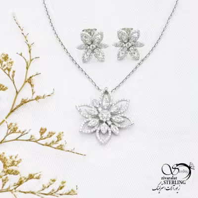 نیمست نقره مدل گل با عیار925 کد 13622