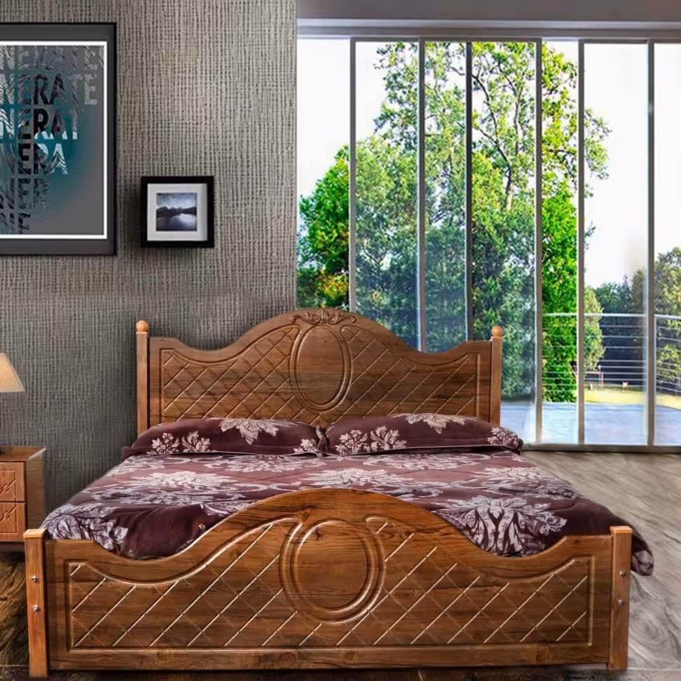 تخت دونفره مدل صدف جنس ام دی اف روکش وکیوم رنگ بندی دارد ابعاد 2 در 160 (ارسال با باربری و پس کرایه میباشد )