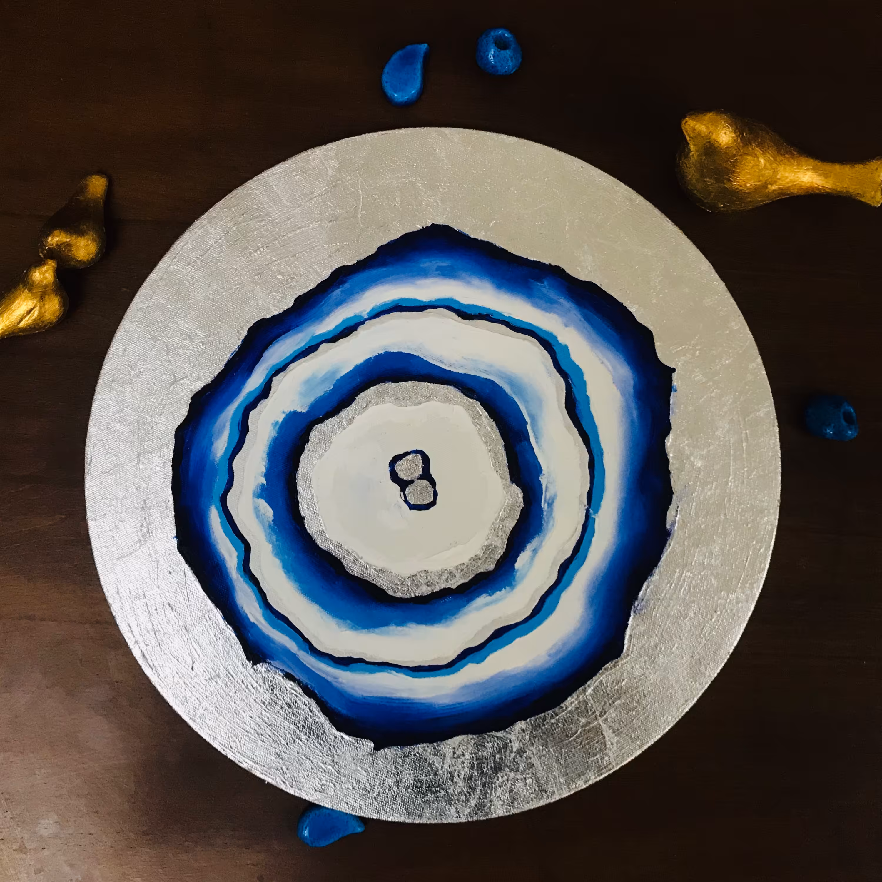 تابلو نقاشی چشم نظر با تکنیک میکس مدیا یا ترکیب مواد