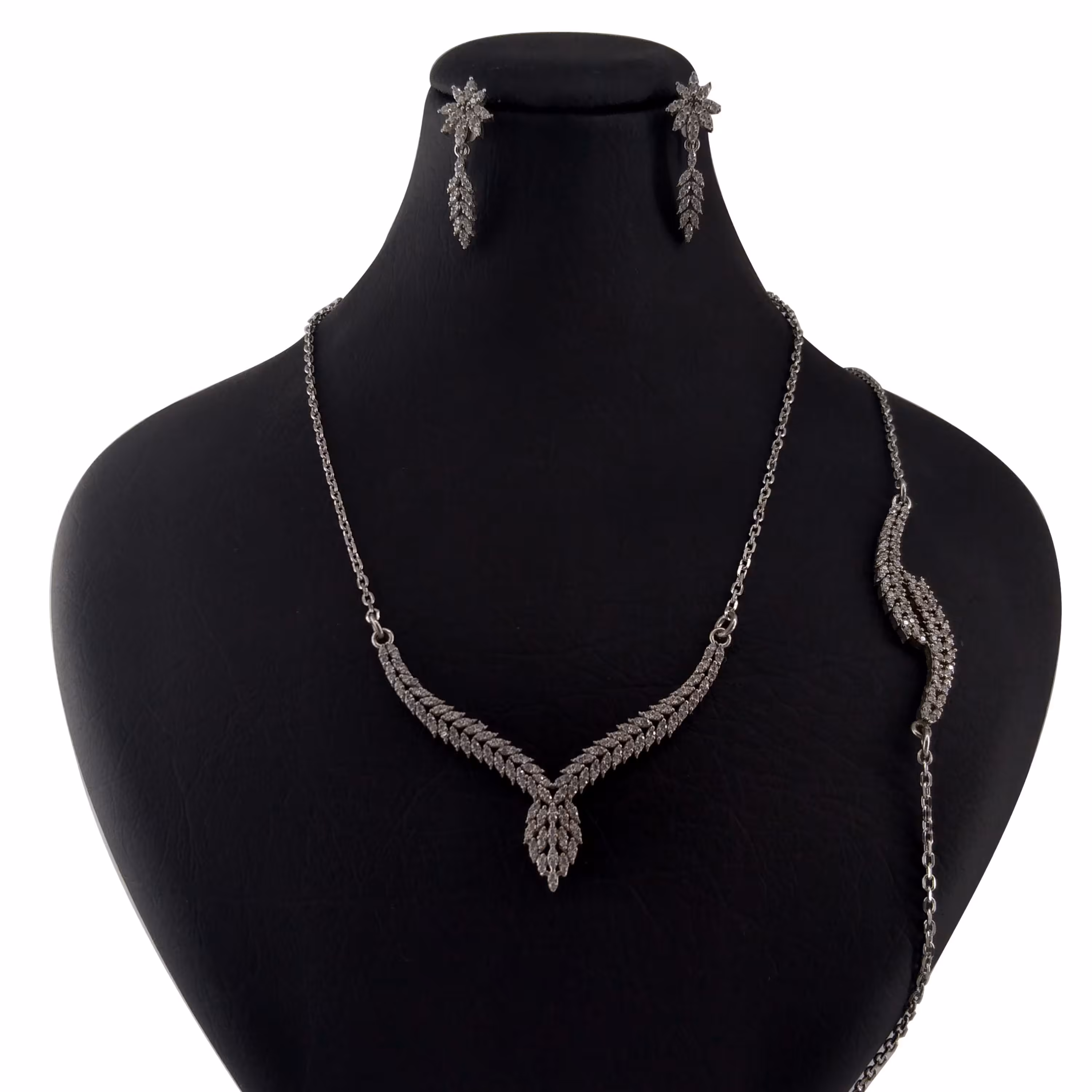 نیم ست نقره زنانه طرح برگ کد 607