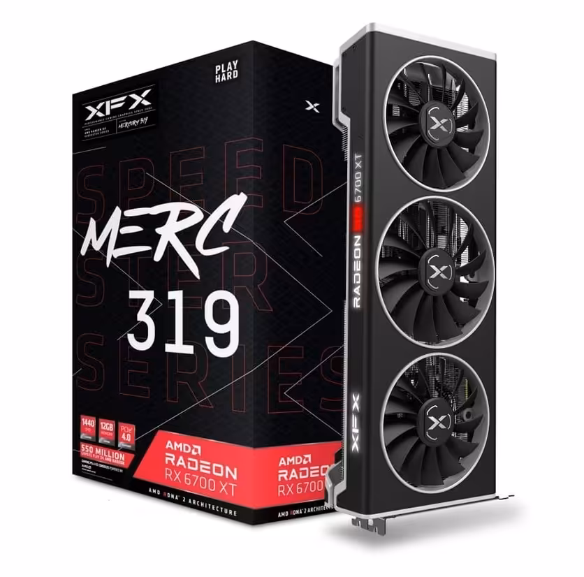 کارت گرافیک  ایکس اف ایکس مدل SPEEDSTER MERC 319 Radeon RX 6700 XT BLACK Gaming 12GB GDDR6 حافظه 12 گیگابایت