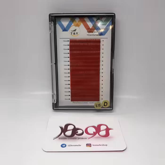 مژه اکستنشن قرمز تی اند وی مدل D ضخامت 10 و سایز میکس - T&amp;v