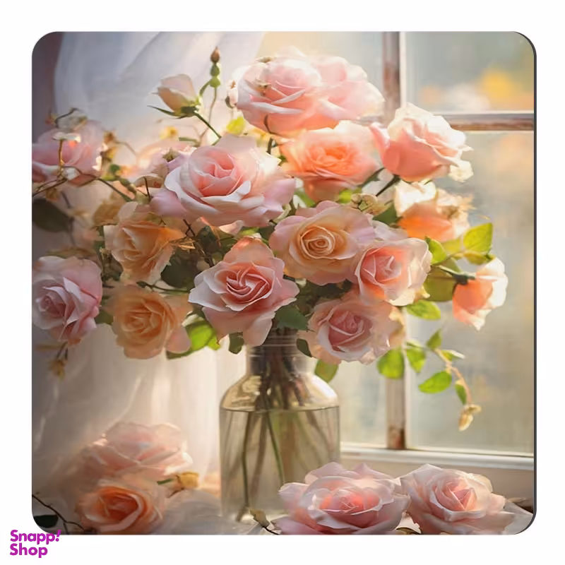 مگنت صباطرح مدل گلدان گل رز پشت پنجره کد  M671