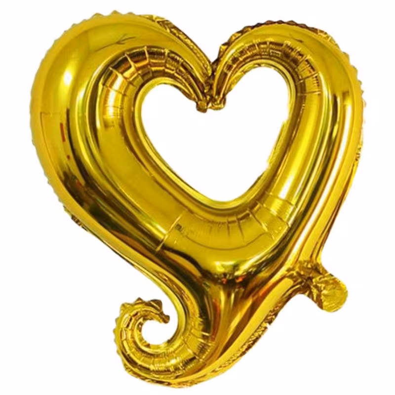 بادکنک فویلی قلب تو خالی طلایی