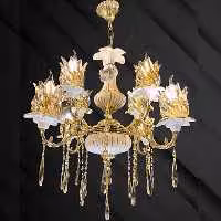 لوستر برنزی  4شاخه 8شعله  ترکیب برنز و سرامیک خاص(باضمانت)