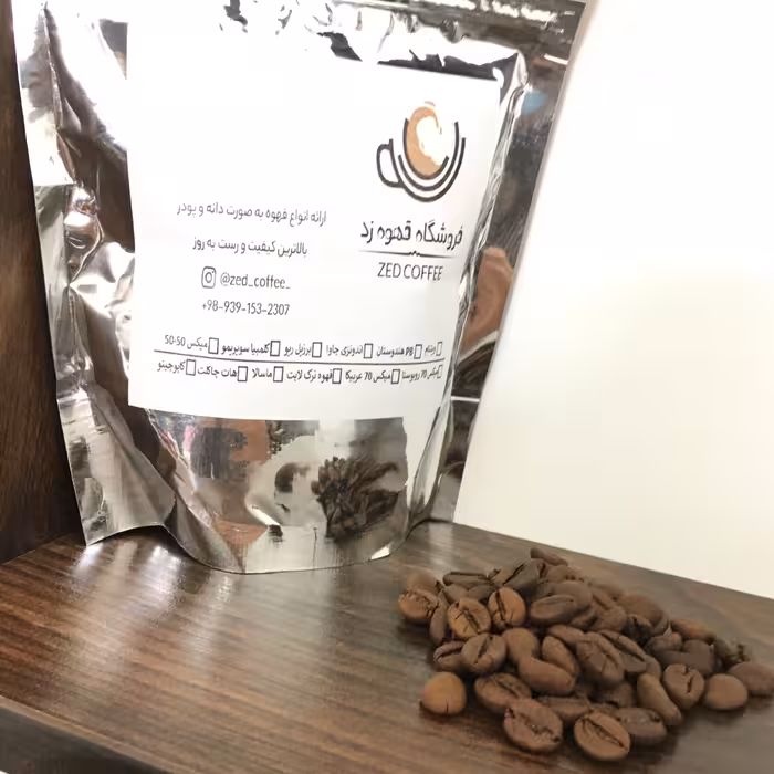 دانه قهوه میکس 70-30، پایه روبوستا، کافئین رو به بالا، 1000 گرم