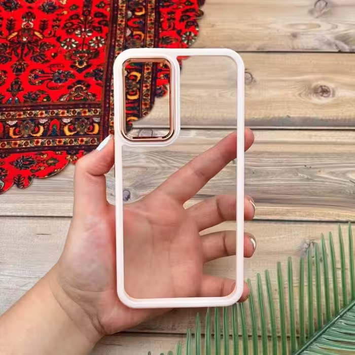 قاب گوشی Galaxy A54 5G سامسونگ اورجینال دورسیلیکونی شفاف  گلبهی کد 81177