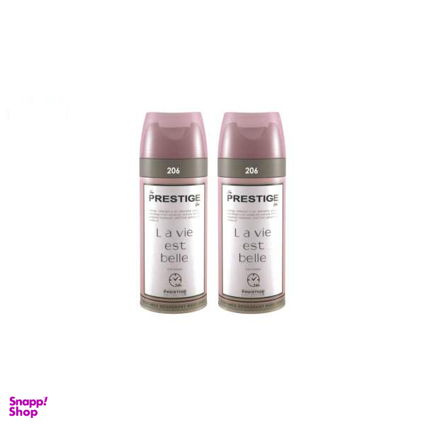 اسپری خوشبو کننده بدن زنانه پرستیژ (Prestige) مدل La Vie Est Belle حجم 150 میلیلیتر مجموعه 2 عددی