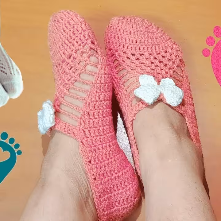 پاپوش قلاب بافی زنانه سایز 37تا40 بسیار زیبا و شکیل