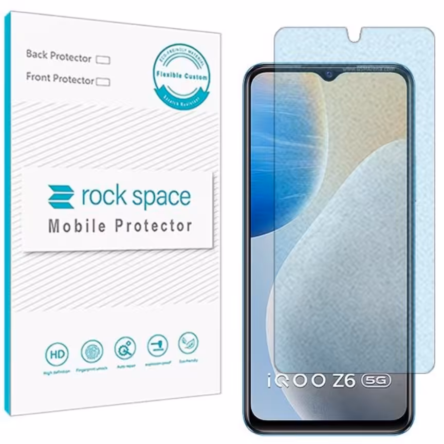  گلس نانو مات بلوکات (ضد اشعه آبی) و ضد ضربه گوشی ویوو iQOO Z6 برند راک اسپیس   