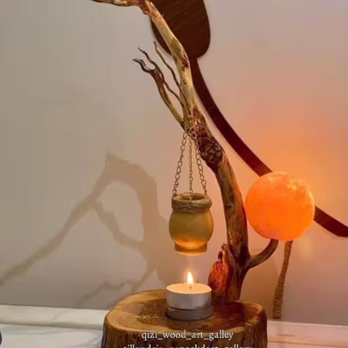 آباژور  چوبی به همراه سنگ نمک 