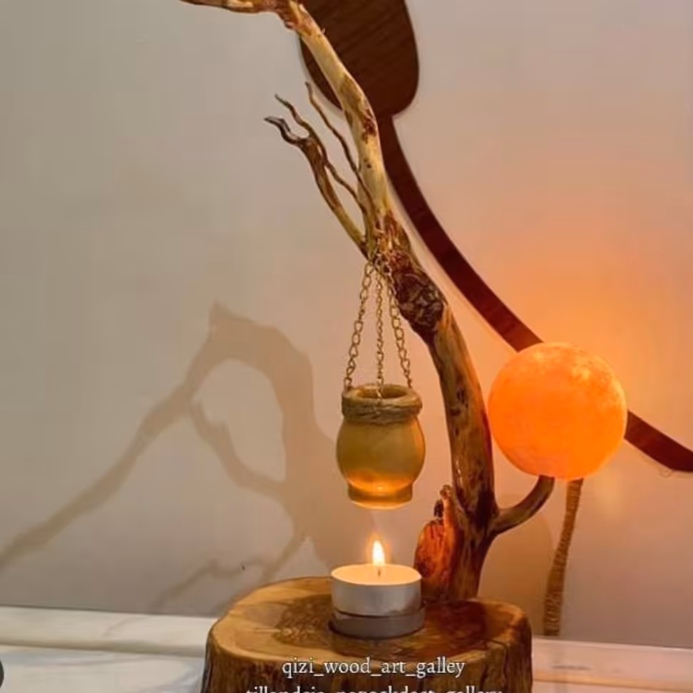 آباژور چوبی به همراه سنگ نمک