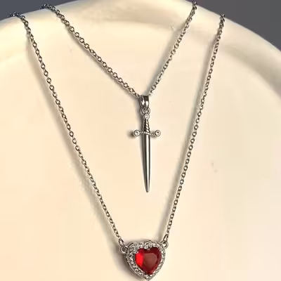 گردنبند ست قلب و شمشیر دو نفره