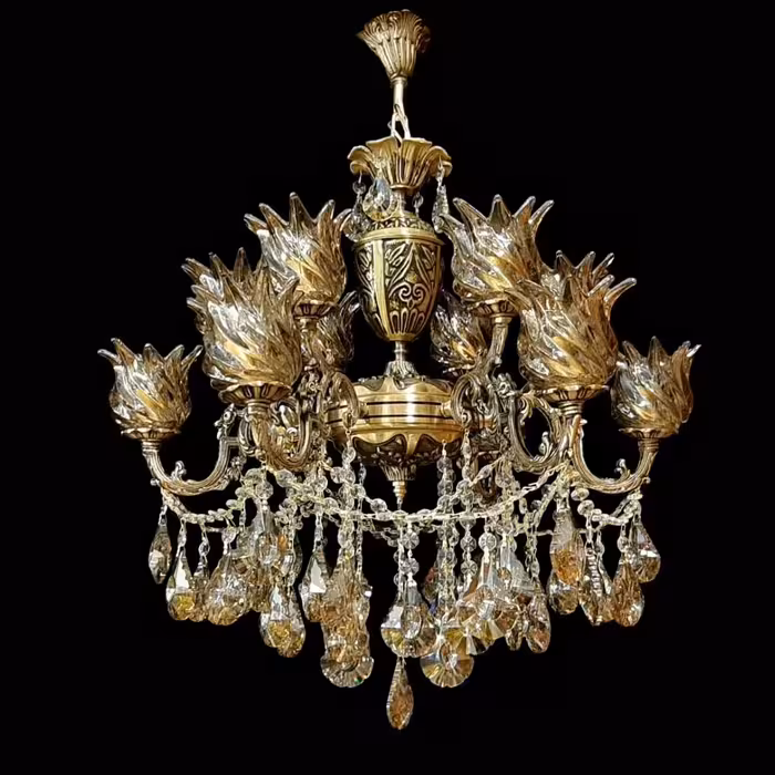 لوستر برنزی دو گل ریز ویژه 5شاخه 10شعله